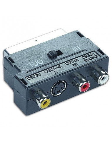 ADAPTADOR SCART MACHO A 3RCA HEMBRA + S-VIDEO GEMBIRD (CONMUTABLE)