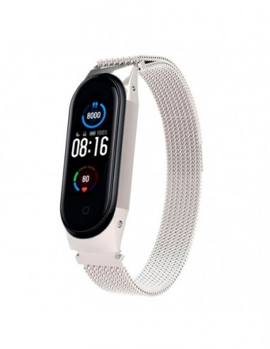 Pulseira Xiaomi Mi Smart Band 7 / Mi Smart Band 6 / Mi Band 5 / Amazfit Band 5 Milanesa Ímã (Prateado)