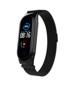Pulseira Xiaomi Mi Smart Band 7 / Mi Smart Band 6 / Mi Band 5 / Amazfit Band 5 Milanesa Ímã (Preto)