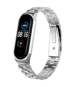 Pulseira Xiaomi Mi Smart Band 7 / Mi Smart Band 6 / Mi Band 5 / Amazfit Band 5 Elos de Metal (Prateado)
