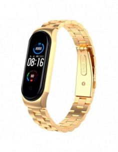 Pulseira Xiaomi Mi Smart Band 7 / Mi Smart Band 6 / Mi Band 5 / Amazfit Band 5 Elos de Metal (Dourado)