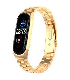 Pulseira Xiaomi Mi Smart Band 7 / Mi Smart Band 6 / Mi Band 5 / Amazfit Band 5 Elos de Metal (Dourado)