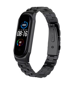 Pulseira Xiaomi Mi Smart Band 7 / Mi Smart Band 6 / Mi Band 5 / Amazfit Band 5 Elos de Metal (Preto)