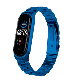 Pulseira Xiaomi Mi Smart Band 7 / Mi Smart Band 6 / Mi Band 5 / Amazfit Band 5 Elos de Metal (Azul)