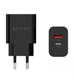 CARREGADOR 20W 1XUSB-C 1XUSB-A AISENS PRETO