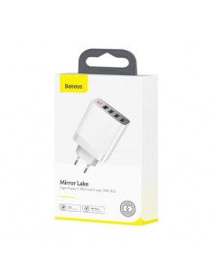 BASEUS  CARREGADOR MIRROWR LAKE DIGITAL DISPLAY USB X 4 30W (CCJMHB-802) BRANCO