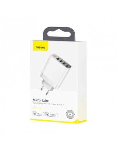 BASEUS  CARREGADOR MIRROWR LAKE DIGITAL DISPLAY USB X 4 30W (CCJMHB-802) BRANCO
