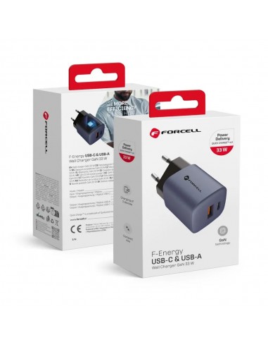 FORCELL F-ENERGY GAN TRAVEL CHARGER USB C E USB A 3A 33W QC 4.0