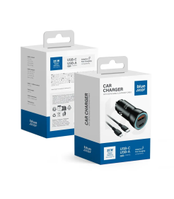 CAR CHARGER BLUE STAR 25W (PD, QC, 3.0, AFC, PPS) WHIT USB C SOCKET AND USB C TO LIGHTNING 3A DATA CABLE
