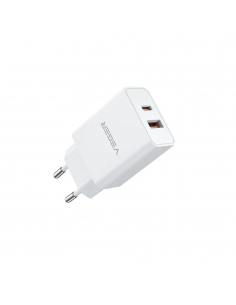 VEGER TRAVEL CHAGER USB A AND TYPE C QC3.0 PD 30W VLS3020 WHITE