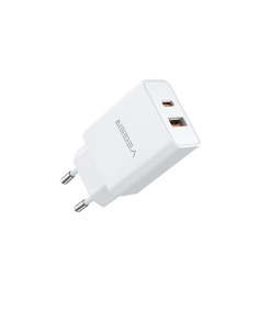 VEGER TRAVEL CHAGER USB A AND TYPE C QC3.0 PD 30W VLS3020 WHITE
