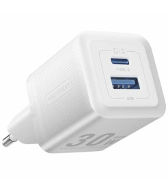 CARREGADOR 2 PORTAS USB(C+A) 30W BRANCO