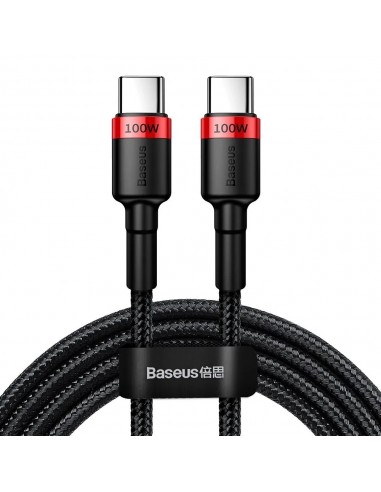 CABO TYPE C / TYPE C BASEUS 5A 100W TUNGSTENIO 2M RED