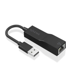 Aisens Conversor USB 3.0 a Ethernet Gigabit 10/100/1000 Mbps - 15cm - Preto