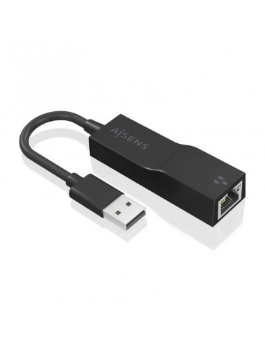 Aisens Conversor USB 3.0 a Ethernet Gigabit 10/100/1000 Mbps - 15cm - Preto