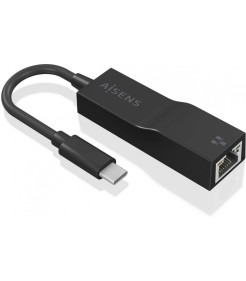 Aisens Conversor USB3.1 GEN1 USB-C a Ethernet Gigabit 10/100/1000 Mbps - 11cm - Preto