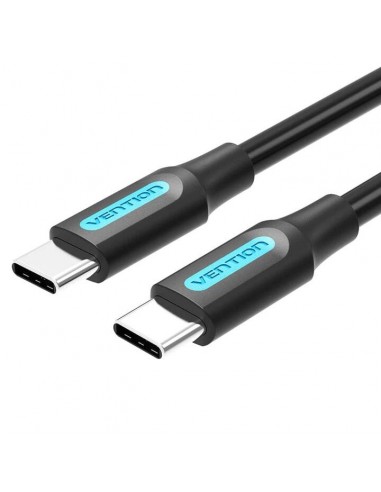 Vention Cabo USB-C Macho a USB-C Macho 3A 60W LED - 1.5m - Algodão Entrelçado Negro