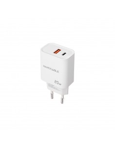 Nanocable Carregador de Parede USB-C/PD + USB-A/QC 20W - Branco