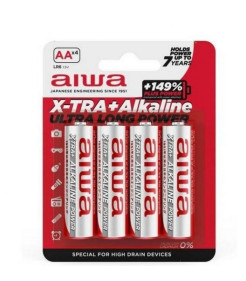 Pack de 4 Pilhas AAA Aiwa X-TRA+Alcaline LR03/ 1.5V/ Alcalinas