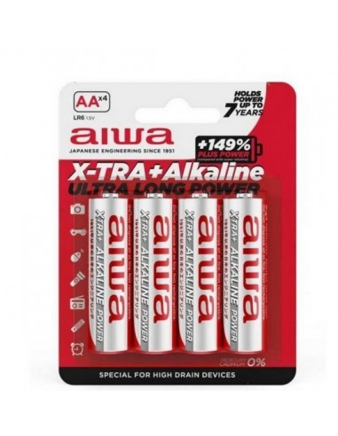 Pack de 4 Pilhas AAA Aiwa X-TRA+Alcaline LR03/ 1.5V/ Alcalinas