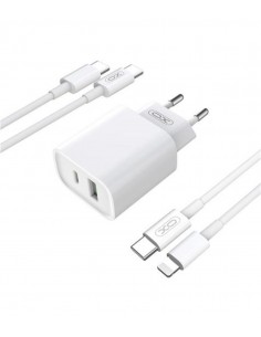 XO CE02 Carregador 38W - USB-C y USB-A - Cabo USB-A a USB-C 1m - Branco