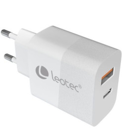 Leotec Carregador Universal 30W GAN - 1USB-C PD + 1USB-A - Branco