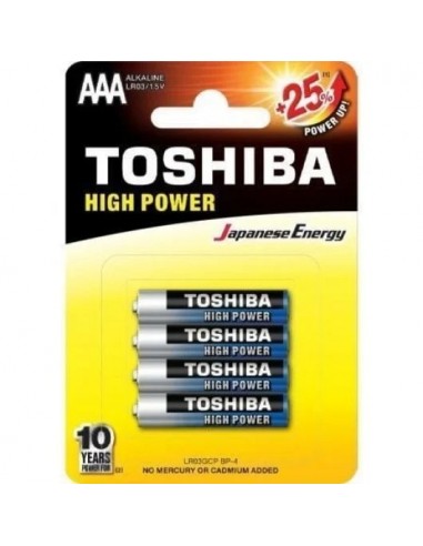 Pack de 4 Pilhas AAA Toshiba High Power LR03/ 1.5V/ Alcalinas