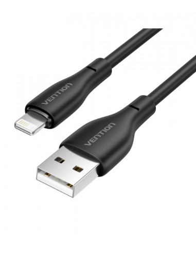 Vention Cabo USB-A/Lightning - TPE Duradouro - Transferencia 480Mbps - 2A - 10W Max - 1 Metro - Negro