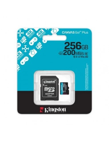 Kingston Cartão Micro SDXC 256GB UHS-I U3 V30 Classe 10 200MB/s Canvas Go Plus com Adaptador