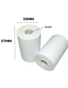 Oqonos Rolo de Papel Termico 57x35x12mm, Libre de BPA, FSC