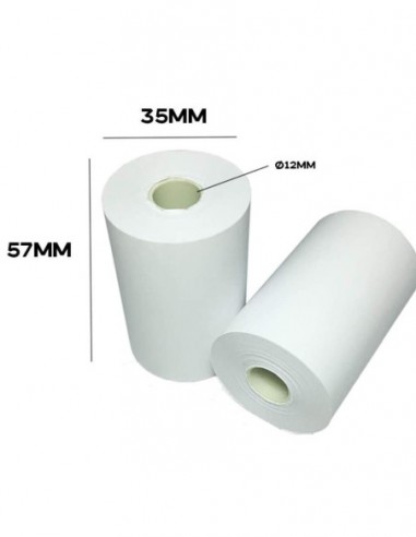 Oqonos Rolo de Papel Termico 57x35x12mm, Libre de BPA, FSC
