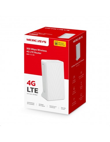 Mercusys Router sem fios 4G LTE 300Mbps - 2 Portas 10/100Mbps - Branco