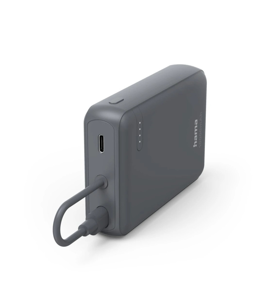 Hama Travel Bateria Externa Powerbank 10000mAh - USB-C - Carga Rapida - 2 Saídas - Cinzento
