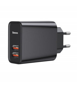 CARREGADOR PRETO BASEUS SPEED DUAL 30W UBS X2 5A (CCFS-E01)